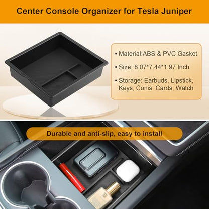 BANKKY 5PCS Center Console Organizer Tray for Tesla Model Y Juniper 2025 2026 Accessories Underseat Armrest Storage Cup Holder Hidden Compartment for Family Travel Kids Daily Commute Road Trips - size: 5PCS (25-26) Model Y (Juniper)