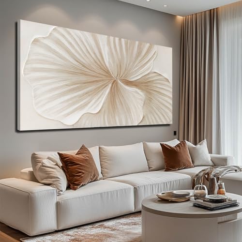 WINKAILIN Flower Wall Art Abstract Floral oil Painting Modern 29x58 White and Gold Large Canvas Artwork Minimalist Decoration for Living Room Bedroom Office Home - color: White and Gold, size: 58"L x 29"W