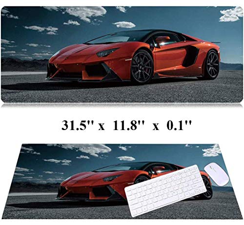 31.5x11.8 Inch Non-Slip Long Extended Large Gaming Mouse Pad with Stitched Edges XL Laptops Keyboard Mouse Mat(Lambo) - color: Lambo