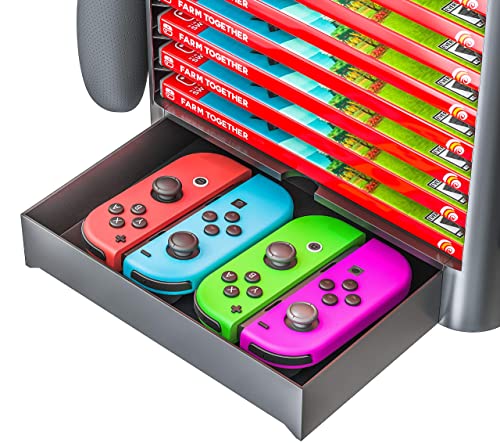 Skywin NS Compatible Nintendo Switch Games Holder, Nintendo Switch Stand, Game Disk Rack, Controller Organizer, Switch Holder Stand for Gamers, Nintendo Switch Accessories (Black) - color: Black