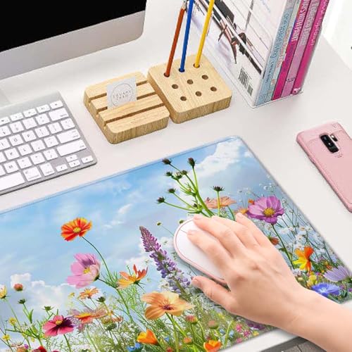 Flowers in Garden Large Gaming Mouse Pad Keyboard Desk Pad Extended Mouse Pad Gaming Office Decor, PC Laptop Mouse Pads Large (31.5x151.8 in) with Stitched Edges Non-Slip Base Mousepad XL - color: Flowers in Garden