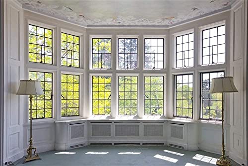 AOFOTO 7x5ft Classic French Pane Bay Windows Backdrop Luxury Retro Interior Decoration Floor Lamps Photography Background New Life Furniture Home Lifestyle Estate Modern Residence Photo Studio Props - size: 7x5ft