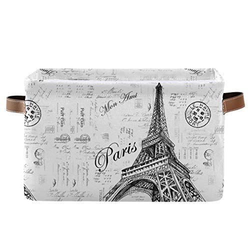Storage Basket Paris Eiffel TowerStorage Bin Cube with Handles Foldable Storage Baskets for Shelves Living Room Home Decor 1PC - color: C, size: 1PCS