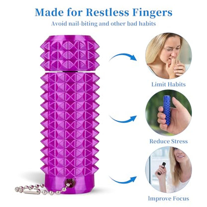 Little Ouchies Pain Stim Fidget Toy, 3D Printed Pocket Spiky Keychain with Clicker Button Spinner Sensory Toys for Anxiety Focus & Stress Reduction Novelty Gifts(Rotate Purple) - color: Rotate Purple