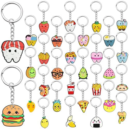 Keychains Bulk,Funny Key Chain for Prizes Incentives Holiday Gifts Birthday Party Favors - color: 30pcs Food Keychains