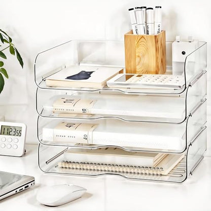 DCA Large Capacity Desk Organizer, 4 Tier Paper Organizer, File Organizer for Desk, Stackable Paper Tray for Office, Home and School - size: Wide 13in