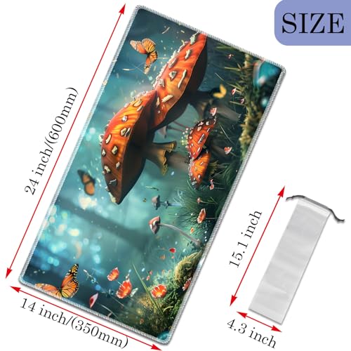 MTG Play Mat, 24" x 14" TCG Card Play Mat, Smooth Stitched Edge, Mushroom Forest - color: Mushroom Forest