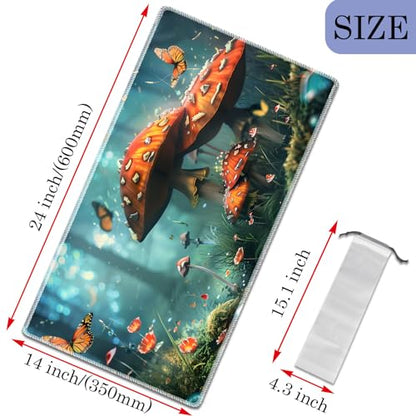MTG Play Mat, 24" x 14" TCG Card Play Mat, Smooth Stitched Edge, Mushroom Forest - color: Mushroom Forest