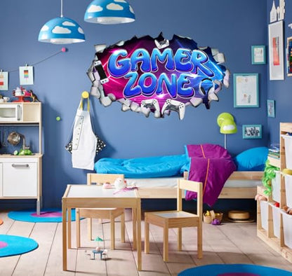 YIMEHDAN Large 3D Gamer Zone Wall Decals (20.7”x34.6”), Video Gaming Vinyl Wall Stickers for Game Lover, Removable Video Game Artwork for Boys Playroom Bedroom Decor - style: game3
