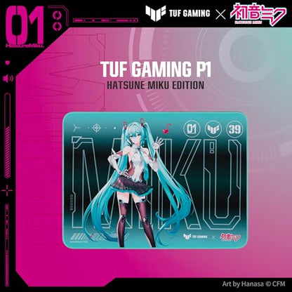 ASUS TUF Gaming P1 Hatsune Miku Edition Portable Gaming Mouse Pad – 10” x 8” (Medium Size), Aqua, Protective Coating, Water-Resistant Surface, Durable Anti-Fray Stitching, Non-Slip Rubber Base