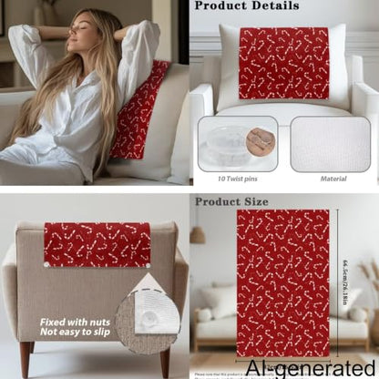 Christmas Candy Sofa Headrest Armrest Cover Set Sofa Chair Protector Covers Armchair Headrest Cover, Fade Resistant Couch Slipcover Non Slip Furniture Protector Lounge Couch Cvers - color: Christmas Candy