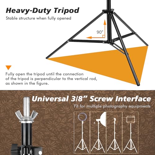 Backdrop Stand, Photo Video Studio 8.5 x10ft Adjustable Support Portable Stand Heavy Duty for Photoshoot, Parties, Projector Screen with 2 Water Bag, 6 Backdrop Clips, 6 Curtain Ring Clip