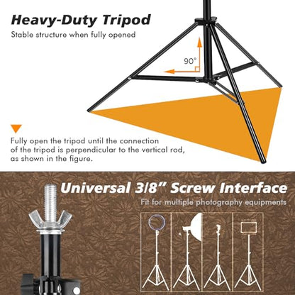 Backdrop Stand, Photo Video Studio 8.5 x10ft Adjustable Support Portable Stand Heavy Duty for Photoshoot, Parties, Projector Screen with 2 Water Bag, 6 Backdrop Clips, 6 Curtain Ring Clip