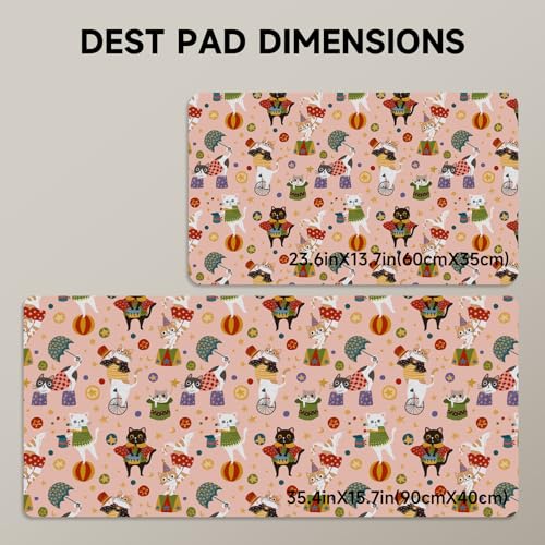 AUPET PU Leather Desk Pad Protector Blotter, Animal 35 x 17in Large Mouse Pad,Cute Office Desk Mat,Waterproof Non-Slip Desk Writing Drawing Pad for Office Home Game (Cute Cat Circus) - color: Cute Cat Circus