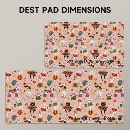 AUPET PU Leather Desk Pad Protector Blotter, Animal 35 x 17in Large Mouse Pad,Cute Office Desk Mat,Waterproof Non-Slip Desk Writing Drawing Pad for Office Home Game (Cute Cat Circus) - color: Cute Cat Circus