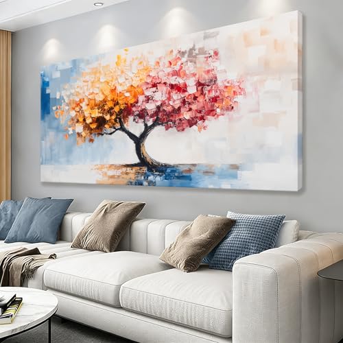 YISXINOAG Modern Canvas Art Tree of Life Wall Art Large Abstract Wall Art for Living Room Home Decorations Tree Paintings Prints Modern Canvas Wall Decor for Bedroom Abstract Artwork Size 29"X58" - color: orange Pink, size: 58"L x 29"W
