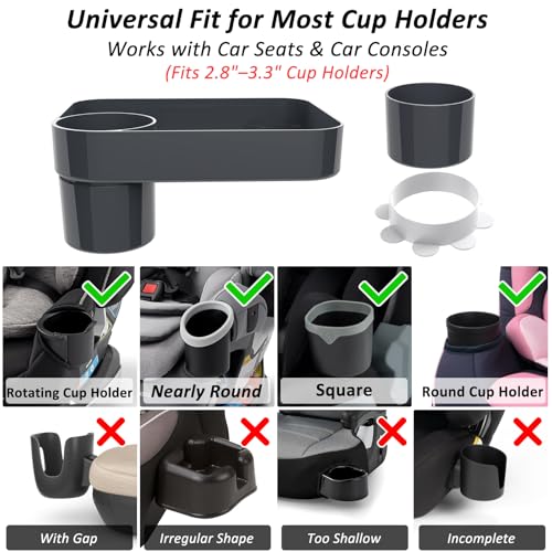 Kids Car Travel Tray Square for Car Snacks Tray, Car Seat Tray with Cup Holders for Stroller Snack Tray Travel Must Haves (Dark Gray) - color: Dark Gray