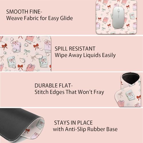 Mouse Pad for Desk with Stitched Edge, Premium Cute Washable Mouse Pads. Computer Mousepad with Non-Slip Rubber Base, Mousepads for Laptop, 9.25x7.75x0.12 inch (Cozy Read) - color: Cozy Read