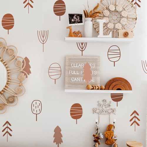 12x36 Inch Boho Fall Plant Set - Nature, Leaves, Shape Themed DIY Boho Wall Decal Mural Set - 39 Pcs Stickers for Wall, Kitchen, Nursery, Office Decor - Each Sticker 3.5x2 Inch (Boho Plant Design) - color: Boho Plant Design