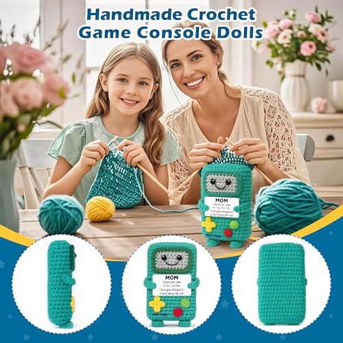 Busy Gaming Life Mom Birthday Gifts from Daughter Son, Funny Gift for Mother in Law Bonus Step Mother, for Mama, I Love You Mom Gift for Mothers Day, Positive Handmade Crochet Present - style: Mom