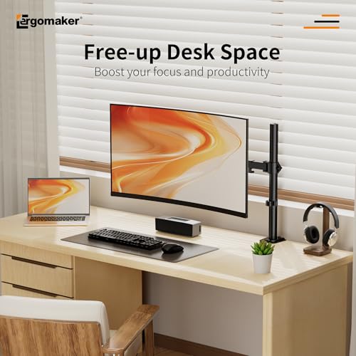 Single Monitor Stand, Arm Monitor Desk Mount for 13" to 27" Screen, Full Adjustable Height, Tilt Swivel Rotate, Holds 22 lbs per Arm, Easy to Install - size: Single Up to 27"