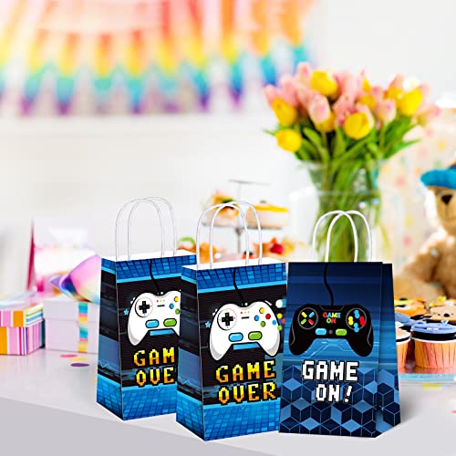 Epakh 16 Pack Gamer Themed Birthday Party Favors Video Game Gift Bags with Handle for Kids Boys Gaming Goody Candy Treat Bags for Birthday Party Supplies Decorations