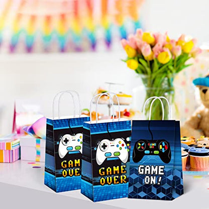 Epakh 16 Pack Gamer Themed Birthday Party Favors Video Game Gift Bags with Handle for Kids Boys Gaming Goody Candy Treat Bags for Birthday Party Supplies Decorations