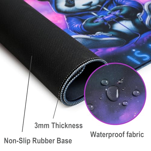 Blacklight Gaming Mouse Pad – UV Reactive Neon Panda Gamer Design, Glow in The Dark RGB Desk Mat, Smooth Precision Surface with Non-Slip Rubber Base for PC & Console Gaming - 31.5" x 11.8" - color: Panda