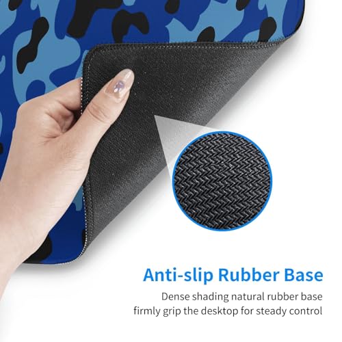 Dark Blue Camouflage Mouse Pad Large Gaming Mousepad Non-Slip Rubber Base Keyboard Mouse Mat for Laptop Keyboard Desktop 31.5 x 11.8 inch - color: Dark Blue Camouflage