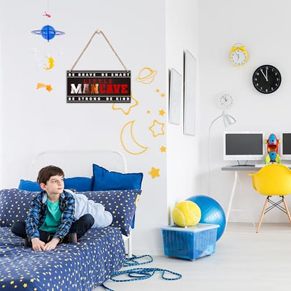Little Man Cave, All-Star Sports Wood Sign Door Hanging Decor, Boys Decorations for Bedroom Nursery Playroom Wall Art (5"x10") -A04 - style: All-star sports