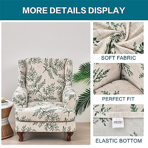 KRFOONN Stretch Wing Chair Slipcovers Printed 2 Piece Wingback Chair Covers Soft Spandex Wingback Armchair Slipcover Furniture Protector Chair Covers for Living Room Wingback Chair, T1 - color: Color T1