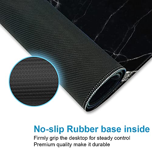 Extended Desk Mat (31.5x11.8 inch 3mm Thick), iDonzon Soft Cute Extra Large XXL Waterproof Gaming Mouse Pad with Non-Slip Rubber Base & Stitched Edges, for Working/Game, Black White Marble - color: Black White