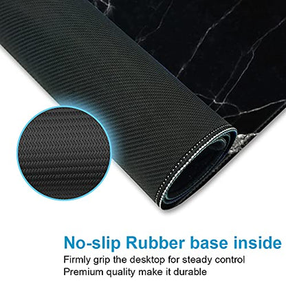 Extended Desk Mat (31.5x11.8 inch 3mm Thick), iDonzon Soft Cute Extra Large XXL Waterproof Gaming Mouse Pad with Non-Slip Rubber Base & Stitched Edges, for Working/Game, Black White Marble - color: Black White