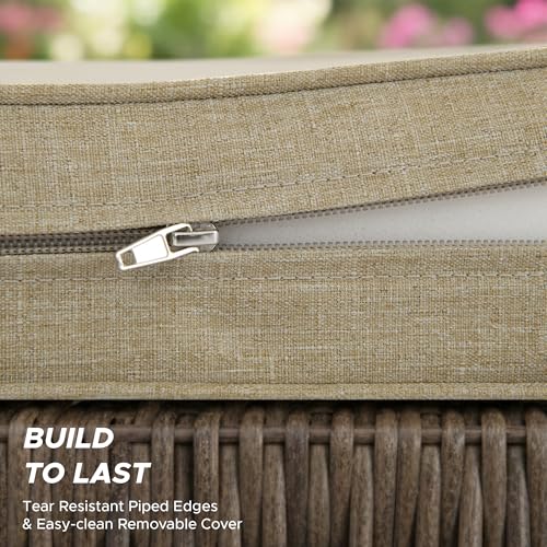 Outdoor Chair Cushions, Fade-Resistant & Water-Resistant, D Shaped Patio Furniture Seat Chair Pads Replacement with Ties, Non-Slip Bottom, Removable Cover, Set of 2, 18.5 x 16 Inch, Natural - color: Natural, size: 18.5" x 16" 2 Pack