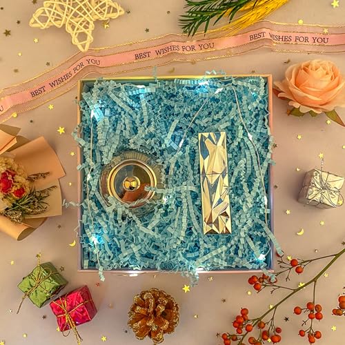 Caleihd Crinkle Cut Paper Shred Packing Grass Cushion Paper Streamer for Christmas Wedding Birthday Bridesmaid Engagement Craft Gift Boxes Bags Basket Filler Decoration 4.5oz Blue - color: Blue