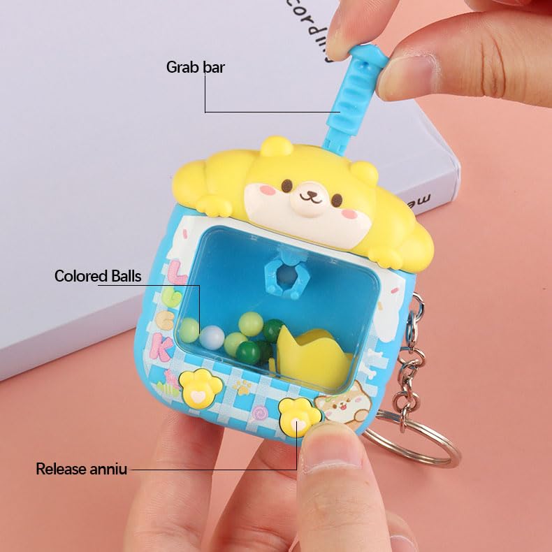 Aoekaff Mini Claw Machine Keychain Funny Tiny Arcade Games finger Toys Gifts for Bag Backpack Charm - color: Pink Cat