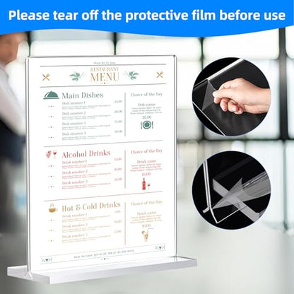 12 Pack Acrylic Sign Holder 8.5 x 11, Double-Sided Clear Sign Holder Plastic Stands for Display, T Shape Acrylic Table Sign Stands for Office Store Restaurants Wedding Party Decoration