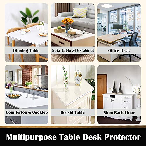 12x40 Inch Clear Plastic Office Desk Mat Table Protector PVC Night Sofa Table Table Cover Pad Children Painting Cover Mat Vinyl Easy Clean Waterproof Heat Resistant Wood Furniture Topper Pad Rectangle - color: Clear Rectangle, size: 12" x 40"