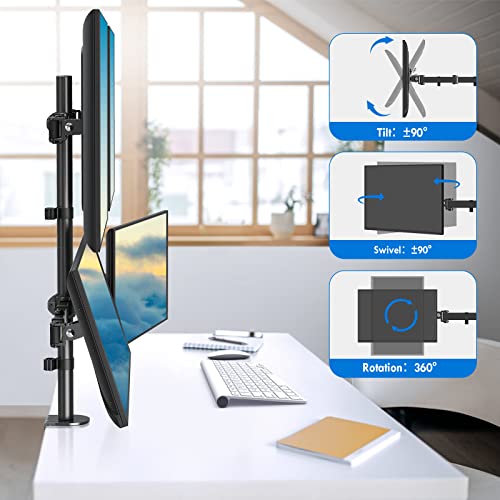 MOUNTUP Quad Monitor Stand, 4 Monitors Desk Mount for 17 to 32 inch Computer Screens, Fully Adjustable Stacked Mount with Tilt Swivel, 4 Heavy Duty Monitor Mount, Holds up to 17.6lbs per Arm - size: Quad