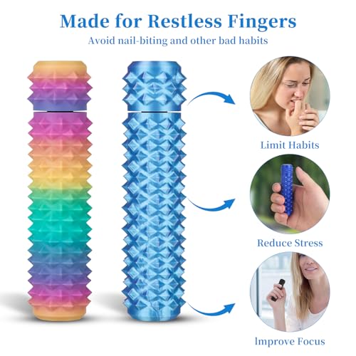 Little Ouchies Pain Stim Fidget Toy, 3D Printed Pocket Spiky Keychain with Clicker Button Spinner Sensory Toys for Anxiety Focus & Stress Reduction Novelty Gifts(Pink Blue+Rainbow1) - color: Pink Blue+rainbow1