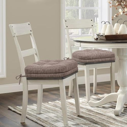 Shinnwa Kitchen Chair Cushions Set of 4, Dual-Layer Memory Foam Dining Chair Cushions, Patented Design Seat Pads with Ties, 16.5 x 16.5 x 3.5in, 4 Pack, Light Brown - color: Light Brown, size: 4 Count (Pack of 1)