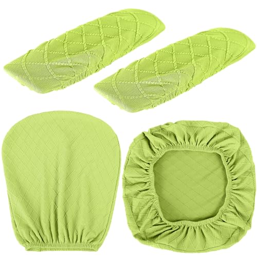 Tallew 4 Pcs Office Chair Covers Set Computer Universal Protective Stretchable Chair Seat Covers Desk Armrest Slipcovers Pads Office Cushion Backrest for Rotating(Lemon Green) - color: Lemon Green