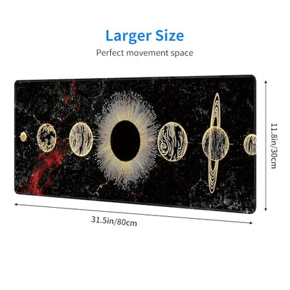 Galaxy Planet Large Mouse Pad,Gaming Keyboard Desk Pad,Extended Mouse Mat Non-Slip Rubber Base with Stitched Edges for Office Game Home XL 31.5"x11.8" - color: Galaxy Planet, size: 31.5L x 11.8W inches