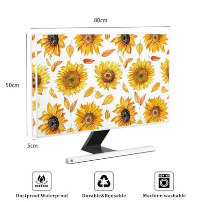 Sun Flowers Waterproof 32 Inch TV Dust Cover Anti-Static Dustproof Protective Rustic Floral Farmhouse Style LCD LED Dust Cover Protective Screen 32 Inch TV，Yellow Flower Design - color: yellow, size: 32 Inch