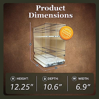 Vertical Spice - Large Pullout Sliding Spice Rack Organizer - 2 Individual 2 Tier Drawers - Premium Rolling Seasoning Holder/Caddy for Hidden Pantry Storage - Made in USA (6.9''W x 12.25" H x 10.6''D) - color: 2-3.25" Drawers, 2-Tier Tall Assembled