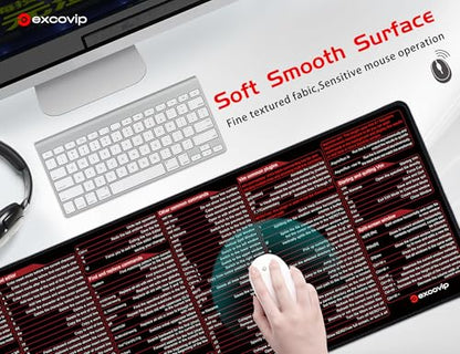 excovip Mouse Pad for Vim, 31.4x11.7x0.07 inch Extended Large Cheat Sheet Mousepad PC Office Spreadsheet Keyboard Shortcut Mouse Mat with Non-Slip Stitched Edge 0326 - color: For VIM