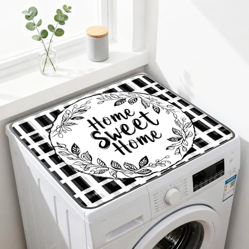 Nuxovilar Home Sweet Home Dryer Cover for the Top, Non-slip Washer & Dryer Protector, 23.62"x19.68" Dust-proof Washing Machine Mat, Diatom Mud Polyester Top Pad for Laundry Room - color: Yhd00539
