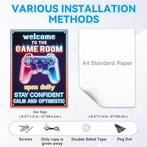 Welcome to the Game Room Neon Sign - Vinyl Gaming Signs for Wall Decor ，Cool Accessories for Boys（11 * 8inches，Rope included） - color: Welcome to the Game Room 005