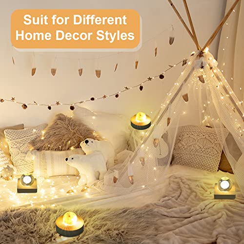 4pcs Wooden Light Base, Round & Square Crystal Sphere Pedestal Stand with USB Cable Switch, Light Display Base for Illuminate 3D Crystal Ball Aroma Stone Resin Art Ornament