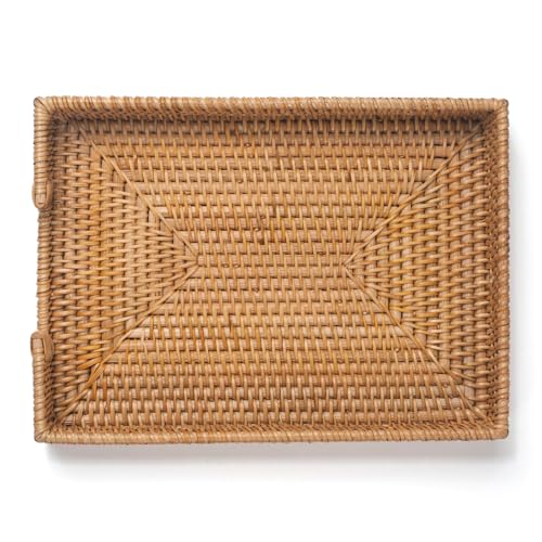 Rattan Letter Tray, Wicker Desk Tray, Woven Desk Organizer, A4 Paper, Document, File, Mail, Magazine Storage Basket for Office, Classroom, Home Desktop